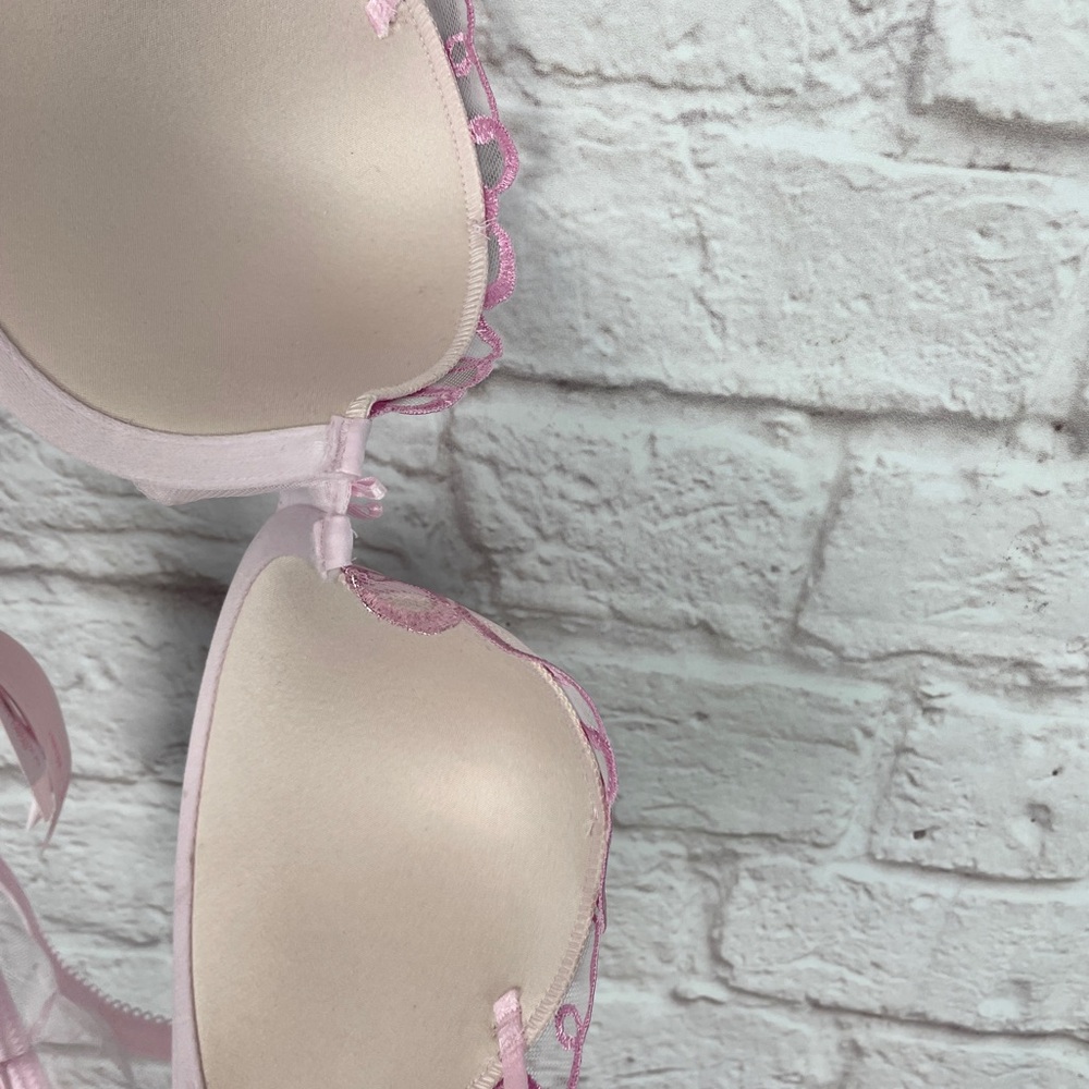 PINK x LoveShackFancy Push-Up Put a Bow on It Balconette Bra Size 36A New! - Picture 6 of 7